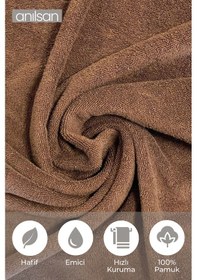 Resim 2'li Kahve Banyo Havlusu - 70x140 Cm, 490 Gr, %100pamuk, Spa Ve Otel Havlusu, Günlük Kullanıma Uygun Kahverengi 