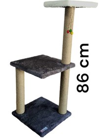 Resim Lena Pet 86cm Uzun Boy İki Katlı Boncuklu Kedi Tırmalama Tahtası 