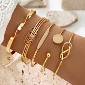 Resim KC Açık Bilezik Seti - 5 Parça Şık Minimalist Katmanlanabilir Bilezikler, Bireysel Charm, Günlük Kullanım & Tatil, Yıl Boyu Nötr Ton (Hassas Açık Bej Endişesi Yok) 