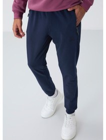 Resim Tommy Life İndigo Fermuar Cepli Standart Kalıp Jogger Erkek Eşofman Alt - 84651 İndigo 
