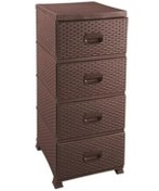 Resim abnturk 4 Çekmece Koyu Kahve Komidin Büyükboy Lüks Raddan Komidin Plastik Hasır Görünüm Yanları Kapalı Dolap 