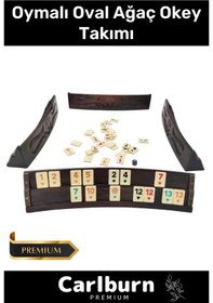 Resim Özel Üretim Vip Çantalı Büyük Boy Istakalı Eğlence Hobi Oyun 101 Ağaç Oymalı Oval Ağaç Okey Takımı 