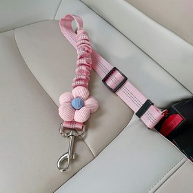 Resim 1 adet Yansıtıcı Naylon Evcil Hayvan Araba Koltuk Kemeri, Çizgili Desen, Sadece Elde Yıkama, Corgi, Poodle, Labrador, İran Kedisi & Küçük ve Orta Boy Köpekler için Geri Çekilebilir Tasma 