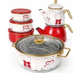 Resim Pr Home Love Çeyiz Seti Çaydanlık - Kızartma Tenceresi - Saklama Kabı 