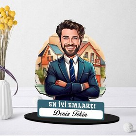 Resim Kişiye Özel Erkek Emlakçıya Hediye Karikatürlü Biblo 