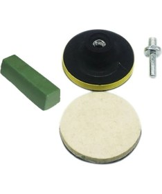 Resim Yıldız Cila Tüm Metaller Için Parlatma Polisaj Pastası Balmumu Macunu 115MM Cırt Yün Keçe Seti 