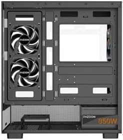 Resim FAZEON F17 ATX Gaming Bilgisayar Kasası, 850W 80+ Bronze Güç Kaynağı, ARGB Aydınlatmalı 3x120mm Fan, Siyah, Temperli Cam Yan Panel 