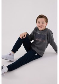 Resim U.S. Polo Assn. Lisanslı Erkek Çocuk Alt Üst 2 Parça Eşofman Takımı Us2209 Antrasit Melanj 
