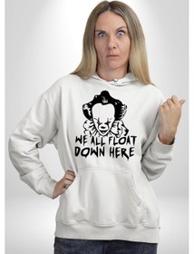 Resim Korkunç Palyaço Korku Film Kadın Erkek Beyaz Kapüşonlu Sweatshirt Hoodie Beyaz 