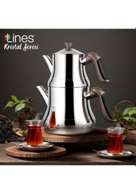 Resim Yonca Lines Naz Orta Boy Çelik Çaydanlık Kristal Bronz 