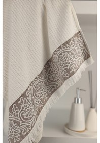 Resim Bambu Banyo Havlusu - Püsküllü & Ekstra Yumuşak & Süper Emici Ekru 