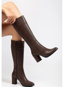 Resim Ysn-4422 Kahve Topuklu Kadın Çizme Çok Renkli 