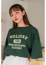 Resim Unisex Holiday Baskılı Tasarım Tshirt Yeşil 