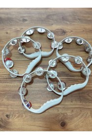 Resim kübraccessory Çıngırak Def Kına Gecesi, Plastik Metal Zilli Tef Beyaz 5 adet 