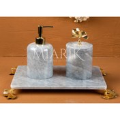 Resim MIARIK DESIGN & DEKORASYON DEKORATİF MERMER GINKO AKSESUAR DETAYLI 3 LU BANYO SETİ TAKIMI 