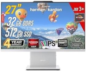 Resim LENOVO IdeaCentre 27ARR9 AMD Ryzen 7-7735HS 32GB 512GB 27 FHD FreeDos Beyaz All in One Bilgisayar 