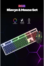 Resim Concord C-67 Kablolu Gaming Rgb Işıklı Standart Türkçe Q Klavye & Mouse Set 