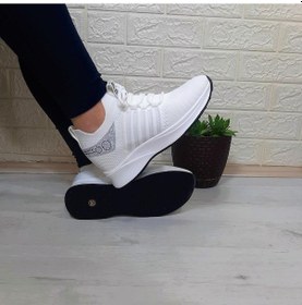 Resim M.p 1669 Beyaz İçten Gizli Topuk 7cm Taşlı Kadın Spor Ayakkabı 001 
