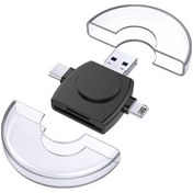 Resim Rogfer Usb-a - Usb-c / Type-c Mikro Usb 8 Pin 6'sı 1 Arada Yuvarlak Çok Fonksiyonlu Kart Okuyucu Siyah 