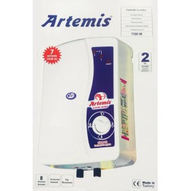 Resim Artemis 7500 Watt 3 Kademeli Elektrikli Şofben Hızlı Su Isıtma Özellikli Beyaz Renk 4lt/dk 