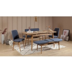 Resim Paris Banklı Yemek Masası Takımı Atlantik Lacivert 