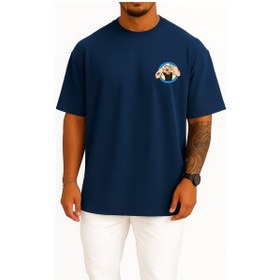 Resim Oversize Temel Reis Popeye The Sailor Man Gym Cep Ve Sırt Tasarımlı Unisex T-shirt Lacivert 
