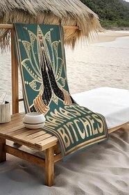 Resim Dijital Baskı Plaj Deniz Havlusu Namaste Desenli Peştamal HVL0143 