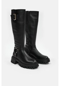 Resim Nilufarr Johanna Siyah Hakiki Deri Kadın Çizme Siyah 