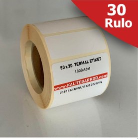 Resim 50X20 Termal Etiket 30 Rulo Barkod Etiket Kalite Barkod 