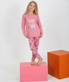 Resim Kız Çocuk Uzun Kollu %100 Pamuklu Pijama Takımı Today Gül 