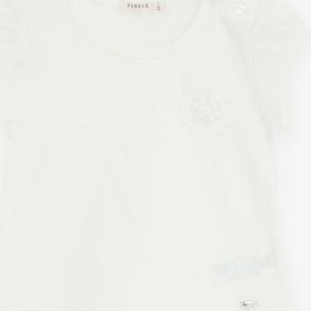 Resim Breeze Kız Bebek Çiçek Detaylı Pamuklu Tshirt-14571 Beyaz 