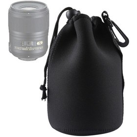 Resim Sones Neopren Slr Kamera Lensi Taşıma Çantası Karabinalı Kese Çantası, Boyut: 10x18cm Siyah 