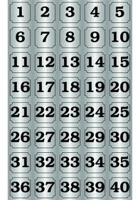 Resim 1-40 Kapı, Masa, Dolap Numarası Gümüş Metal Etiket 5x5 Cm 
