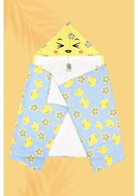 Resim Kapşonlu Çocuk Plaj Havlusu Lemon Sarı 