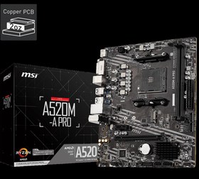 Resim MSI A520M-A PRO DDR4 4600\u002F1866Mhz M.2 M.ATX AM4 