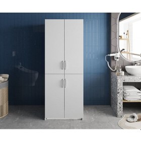 Resim Bohem Çamaşır Ve Kurutma Makinesi Dolabı Banyo Dolabı Beyaz Beyaz 