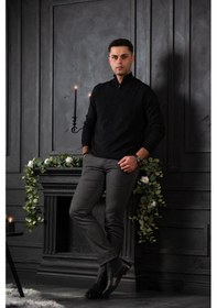 Resim San&fa Regular Fit Yarım Balıkçı Yünlü Erkek Triko Kazak 001 