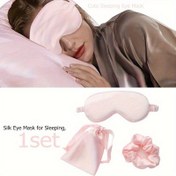 Resim 1 Set Minkissy Uyku Takımı, Yumuşak Göz Bandı, İpek Gece Göz Bandı, At Kuyruğu Saç Bağı, Esnek Saç Düğümü Seyahat Çok Renkli İpek 