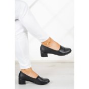 Resim Erkan Saçmacı Gale Siyah Hakiki Deri Günlük Topuklu Ayakkabı 