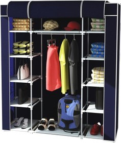 Resim Sepettenevar Metal Profil Çift Yandan Raflı Askılıklı Bez Dolap - 10 Renkli 