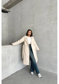 Resim Dip Moda Kadın Astarlı Bej İthal Kaşe Kaban Dpnbg048 Bej 