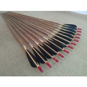 Resim Geleneksel Boyalı Ahşap Ok (siyah Tüylü - Altın Yaldız Boyalı) 