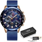 Resim Hanyang Altın Mavi Relogio Masculino Lıge Moda Erkek Saatler Üst Marka Lüks Kol Saati Kuvars Saat Gümüş Beyaz Izle Su Geçirmez Kronograf (Yurt Dışından) 