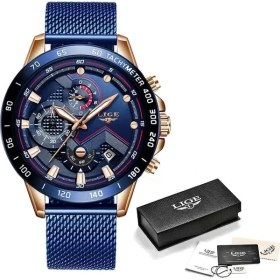 Resim Hanyang Altın Mavi Relogio Masculino Lıge Moda Erkek Saatler Üst Marka Lüks Kol Saati Kuvars Saat Gümüş Beyaz Izle Su Geçirmez Kronograf (Yurt Dışından) 