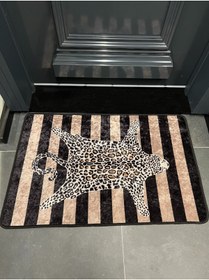 Resim Brillant Leopar Desen Kapıönü Paspası - Bej 