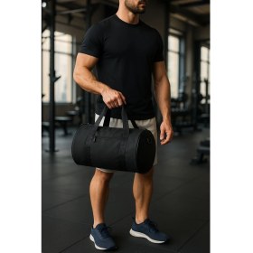 Resim Silindir Geniş Hacim Günlük Kullanım El Kol Omuzda Taşınabilir Spor Seyahat Fitness Çantası Gym Bag 