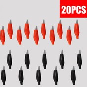 Resim 20 adet Mini Timsah Klipsi, 27mm - Siyah & Kırmızı Plastik Kılıf, Elektrik Testleri için Dayanıklı Demir Yapı 
