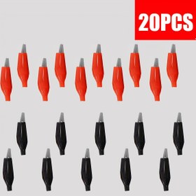 Resim 20 adet Mini Timsah Klipsi, 27mm - Siyah & Kırmızı Plastik Kılıf, Elektrik Testleri için Dayanıklı Demir Yapı 