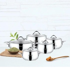Resim Ambos Moon 10 Parça Çelik Cam Kapaklı Tencere Seti 