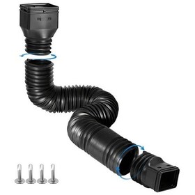 Resim Willowhaven Siyah Kare Esnek Yağmur Suyu Drenaj Uzantısı 18,5-62 Inç Ayarlanabilir 